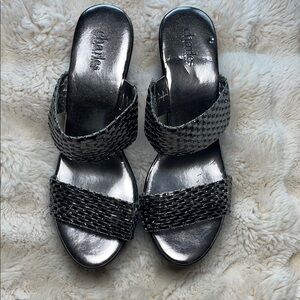 Charles David Shimmering Silver Women's Wedge Sandals. Never worn.